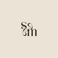 dynamic line monogram logo luxurious concept SM elegant wedding letter