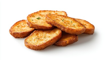 Crispy fried slices served on a white background
