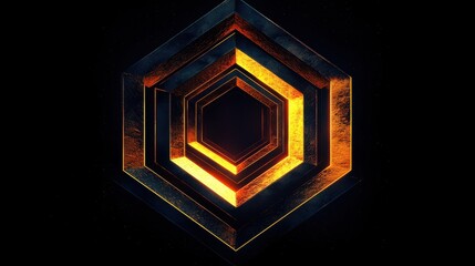 Fototapeta premium Abstract Geometric Shapes with Warm Glow and Dark Background