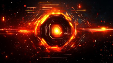 Fototapeta premium Abstract Glowing Hexagon Digital Technology Artwork