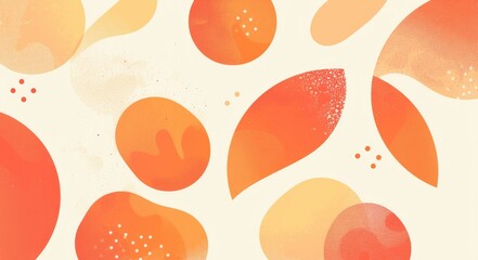 Abstract Vector Design of Organic Shapes and Circles in Light Orange, Pink, and White, Flat Style with Minimal Shading 