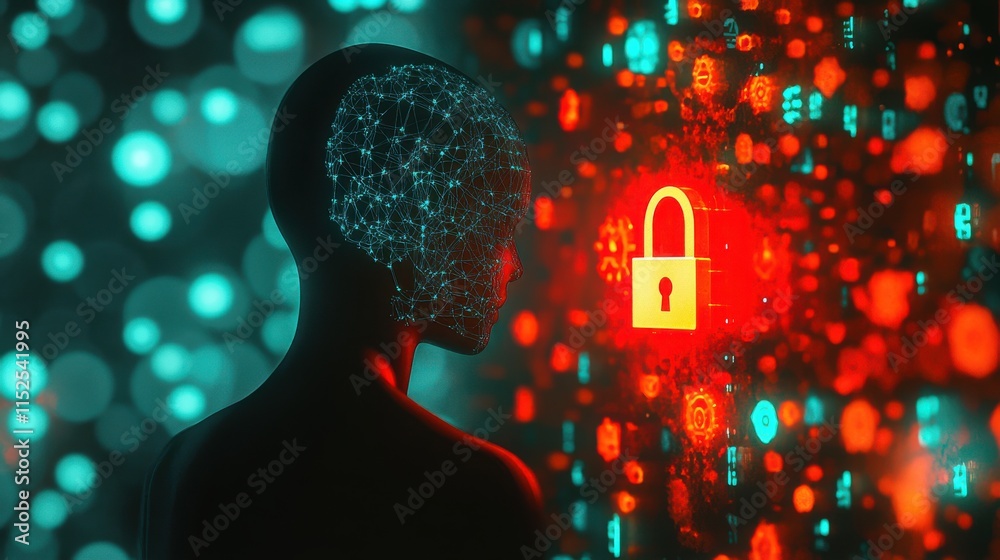 Poster abstract representation of data security and artificial intelligence