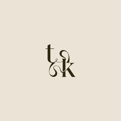 dynamic line monogram logo luxurious concept TK elegant wedding letter