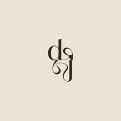 elegant wedding DJ luxurious concept dynamic line monogram logo letter