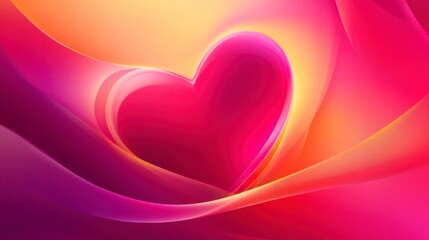Abstract Pink Heart, Romantic Swirls, Love Background, Valentines Design