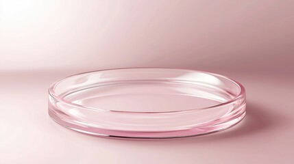 Elegant Pink Glass Petri Dish on Soft Background for Laboratory or Culinary Use