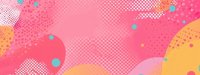 Playful Abstract Background with Dots and Shapes in Vibrant Pink and Orange Tones