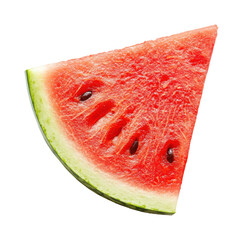 Triangular slice of fresh watermelon with seeds, juicy red fruit for summer, healthy eating, diet,...