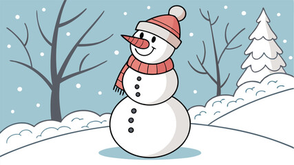 Cute Snowman in a Winter Wonderland