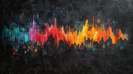 Vibrant Abstract Soundwave Art in Bold Colors and Textures
