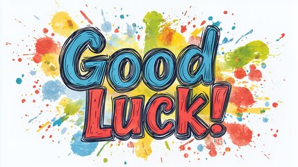 Good Luck! Colorful Watercolor Splash Background