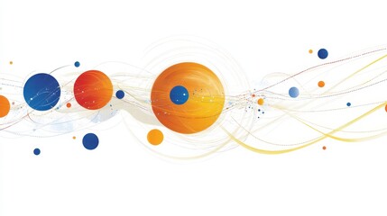 Abstract Colorful Space Theme with Circles and Curved Lines