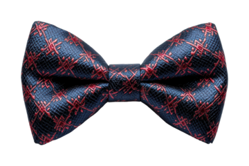 Elegant bow tie with red and gold pattern, luxurious accessory for formalwear, fashion, and vintage design themes isolated on transparent background