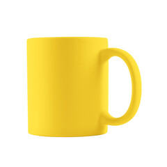 Blank yellow cup isolated on white. Mockup for design
