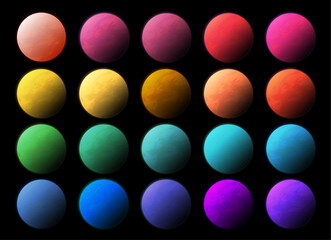 Colorful Planet Collection with Every Color Planets Illustration Set