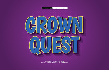crown quest editable text effect with a hero and game text style