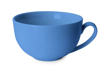 Blank blue cup isolated on white. Mockup for design