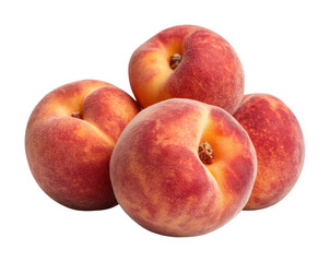 Fresh and ripe peaches stacked together ready for consumption or culinary use. Isolated on transparent background, png.