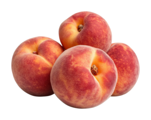 Fresh and ripe peaches stacked together ready for consumption or culinary use. Isolated on transparent background, png.