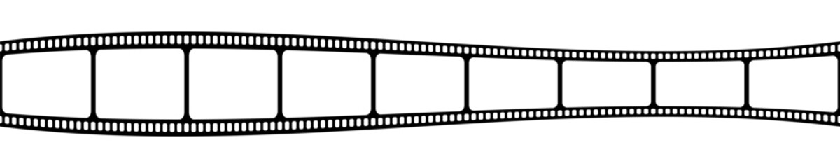 Blank film strip template. Video or photo camera tape isolated on white background. Storyboard layout. Empty frame for photographies collage. Vector graphic illustration.