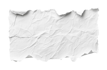Obraz premium Ripped torn white paper sheet with textured wrinkles, creative scrapbooking material, vintage handmade look, artistic stationery design isolated on transparent background.