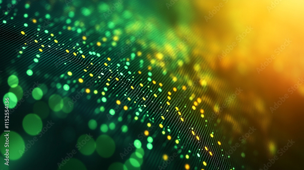 Poster A vibrant digital background of green and yellow binary data streams representing the chaotic and dynamic flow of information, symbolizing technology, progress, and the digital world.

