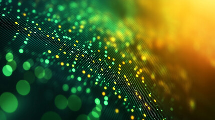 A vibrant digital background of green and yellow binary data streams representing the chaotic and dynamic flow of information, symbolizing technology, progress, and the digital world.


