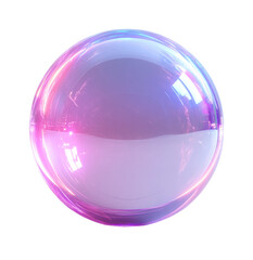 Obraz premium Glowing pink and purple crystal sphere with reflections, futuristic holographic orb design, digital sci-fi technology concept isolated on transparent background