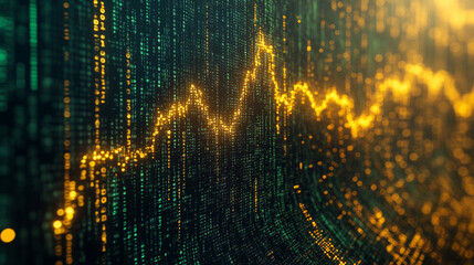 A vibrant digital background of green and yellow binary data streams representing the chaotic and dynamic flow of information, symbolizing technology, progress, and the digital world.

