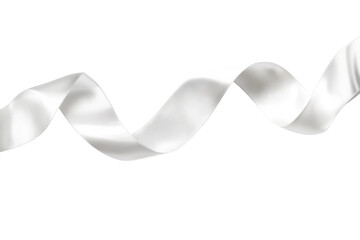 Elegant white ribbon string twisted gracefully for creative projects and decorations. Isolated on transparent background, png.