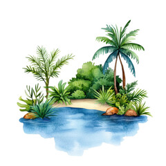 Obraz premium Serene Watercolor Lagoon with Crystal Clear Water