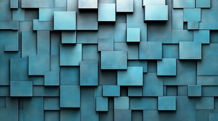 Abstract Teal Cubes Three Dimensional Design