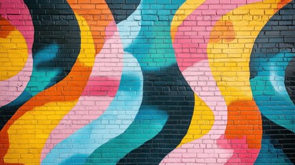 Fototapeta premium Colorful abstract mural on a brick wall.