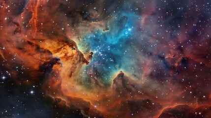 Naklejka premium Cosmic Nebula: A Celestial Tapestry of Stars and Gas
