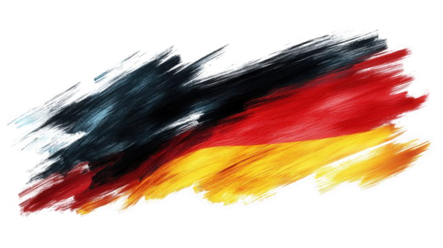 a vibrant. abstract depiction of the german flag. rendered in bold brushstrokes. showcasing the black. red. and gold colors
