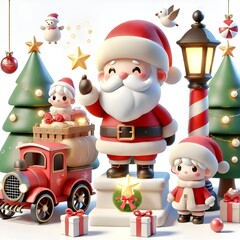 Cartoon 3d Santa Claus, Merry Christmas 