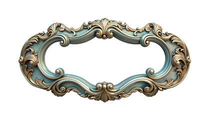Ornate vintage frame with intricate floral details, classic baroque design for elegant decoration, luxurious antique decorative border isolated on transparent background