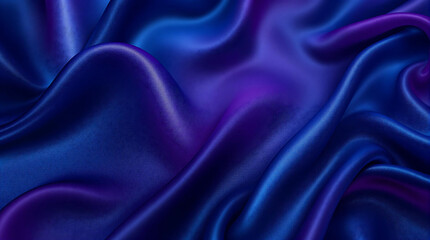 Fototapeta premium Luxurious, silky smooth fabric texture with flowing folds in shades of blue and purple. Perfect for elegant backgrounds, high-end product displays, or fashion designs.