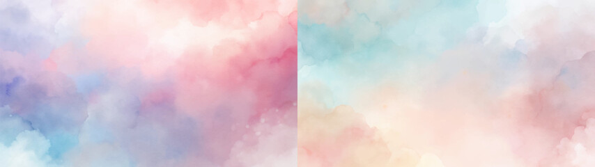 Soft pastel watercolor background blending pink and blue hues for a serene ambiance.