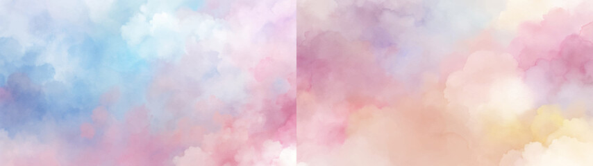 Obraz premium Dreamy watercolor texture with a soothing blend of blue and pink hues for a tranquil setting.