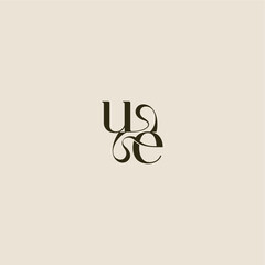 luxurious concept UE dynamic line monogram logo letter elegant wedding