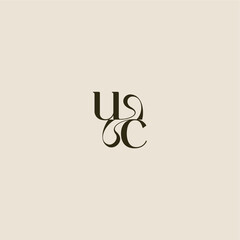 luxurious concept UC dynamic line monogram logo letter elegant wedding