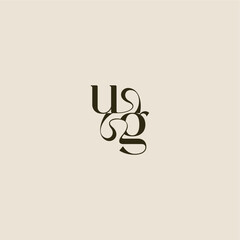 luxurious concept UG dynamic line monogram logo letter elegant wedding