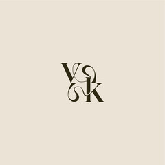 luxurious concept VK dynamic line monogram logo letter elegant wedding