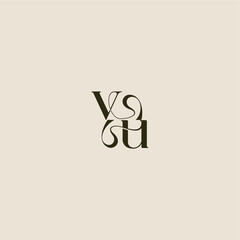 luxurious concept VU dynamic line monogram logo letter elegant wedding