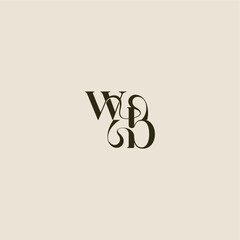 luxurious concept WB dynamic line monogram logo letter elegant wedding