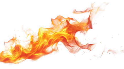 abstract fiery orange flames against a transparent background the flames are dynamic and flowing. with a sense of heat and energy