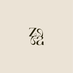 ZA letter luxurious concept elegant wedding dynamic line monogram logo