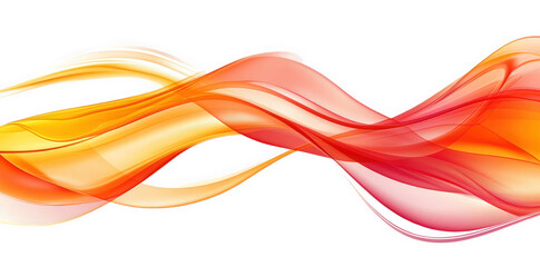 abstract red and yellow flowing wave on transparent background