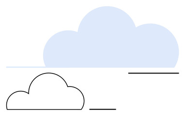 Light blue cloud with black outline on white background. Ideal for weather apps, nature themes, web design, educational materials, tech interfaces, presentations, and minimalist art projects. Line